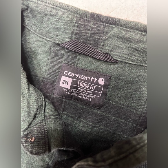 Carhartt Heavyweight Flannel Green Plaid Shirt Mens XXL - Picture 4 of 7
